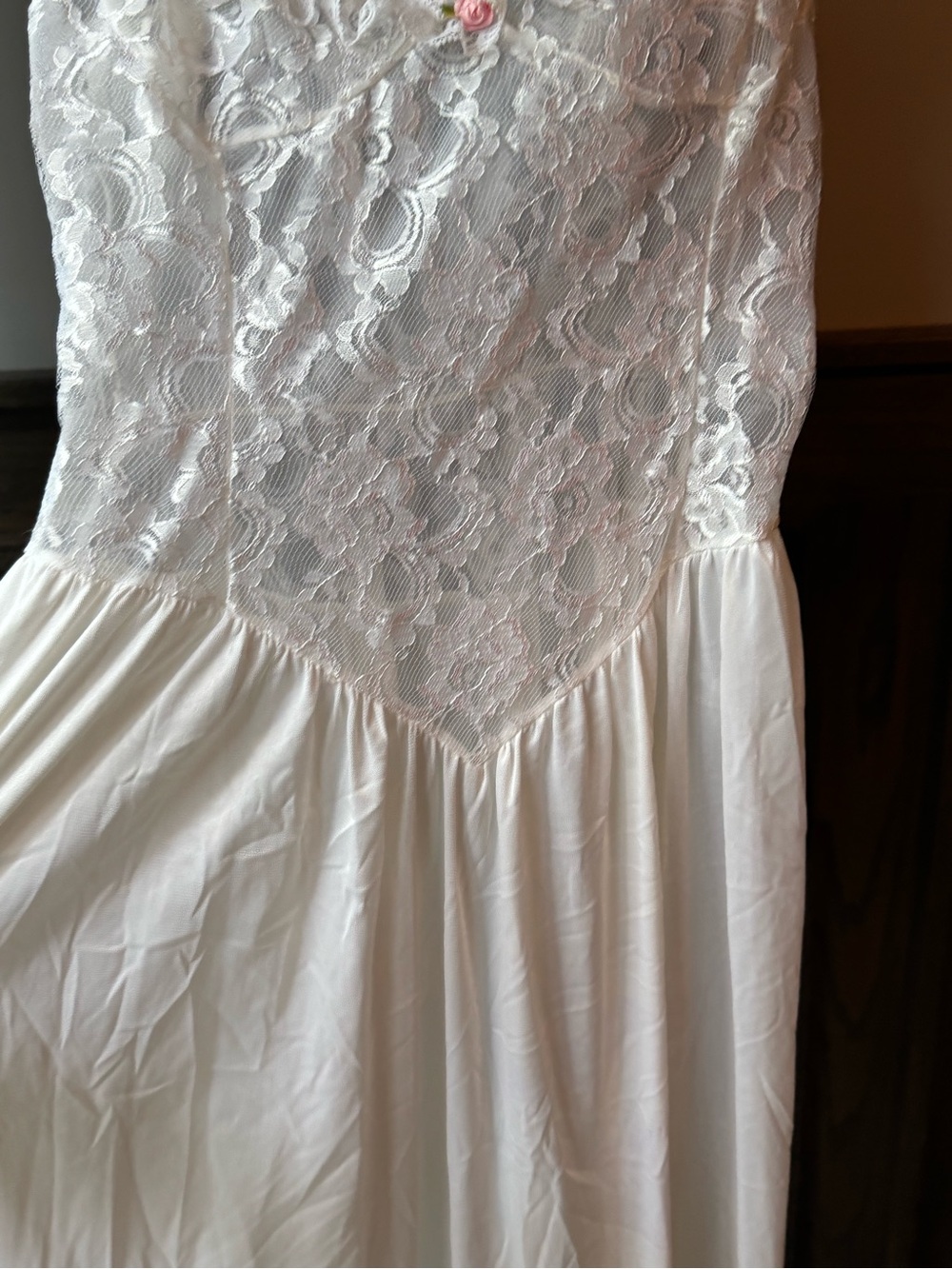 Vintage Tosca White Nylon Tricot Lace V Waist Nightgown Bridal Peignoir small - Picture 7 of 11